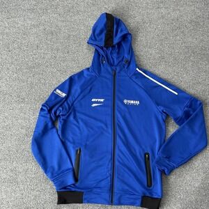 Yamaha Racing Jacket Mens XL Blue Racing Full Zip Hooded Yamalube GYTR